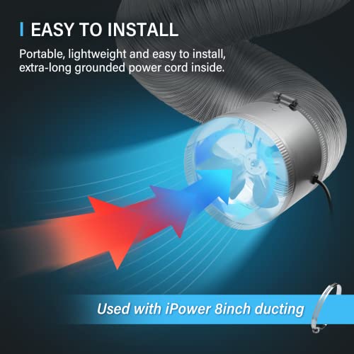 Ipower Glfanxbooster8Ctrlv1 8 Inch 420 Cfm Booster Fan Inline Duct Vent Blower With Variable Speed Controller Adjuster,Low Noise,Silver #TOP7