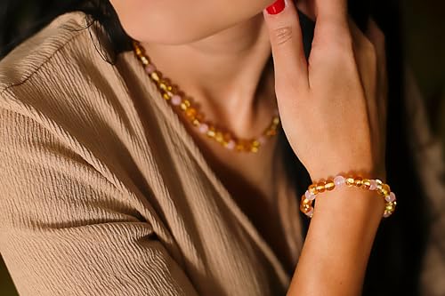 Baltic Proud Amber Necklace for Women and Men (Authentic, Certified) - 18 inches, Honey Rose (Polished) - Unisex Amber Jewelry for Adults - Bead Necklace4