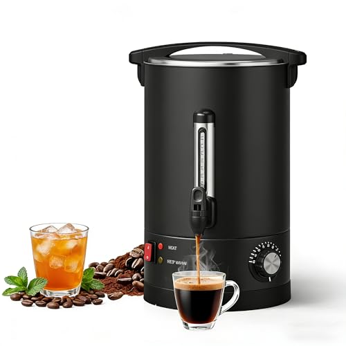 Image of 80-Cup Coffee Urn, 12L / 3.2Gal Double Wall Insulation Coffee Dispenser, Stainless Steel Large Hot Beverage Dispenser with Automatic Temperature Control & Faucet Commercial Coffee Urn, Black