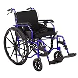 Cadre en fer ultra léger : pesant seulement 14,5 kg, le cadre est léger, ce qui facilite les manœuvres lors du déplacement du fauteuil roulant dans et hors d'un véhicule ou simplement for le transporter. Dotés d'un nouveau design et de roues élégantes, les pneus sont faciles à nettoyer et pratiquement sans entretien, résistants aux crevaisons.