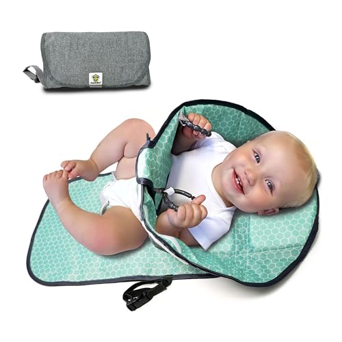 Image of SnoofyBee - Portable Baby Changing Station: Compact, Clean-Hands Design with Dual Storage Pockets - Waterproof & Stylish (Heathered Grey)