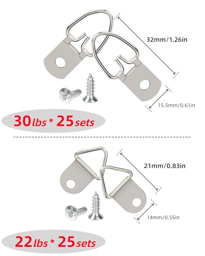 Image of 251Pcs Picture Hanging Kit, Include 50 Sawtooth Picture Hangers, 50 D Rings, 150 Screws and 3.6m Wire Ropes, Heavy Duty Picture Frame Hanging Hardware for Wall Artworks Frame Canvas Mounting