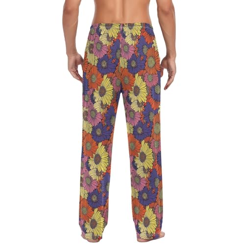 ALAZA Colorful Boho Flowers Men’s Pajama Pants Soft Long Sleep Pants Lounge Pajama Bottoms with Pockets2
