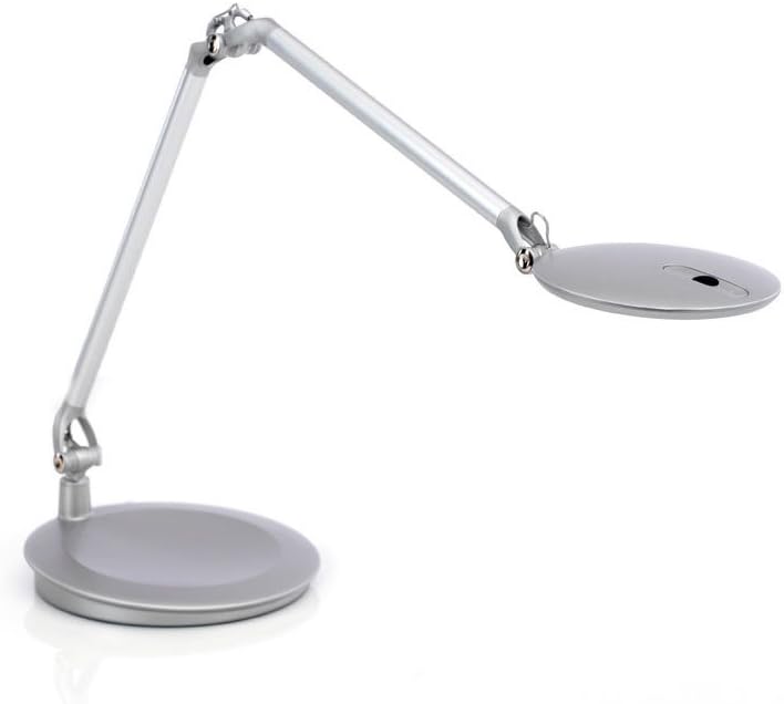 Humanscale Element Disk Task Light with desktop base in silver