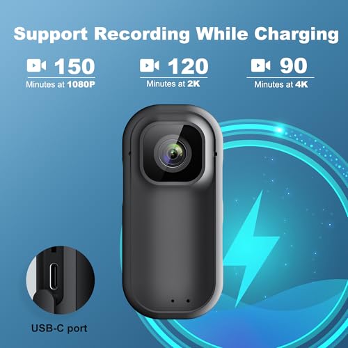 ONKELYIM Mini Action Camera 4K WiFi -128GB Wearable Body Camera, Magnetic Lanyard, Thumb Size Hands Free Recording Body Worn Camera for Pets, Travel, Work, Water Sports, Outdoor Adventures - Image 4
