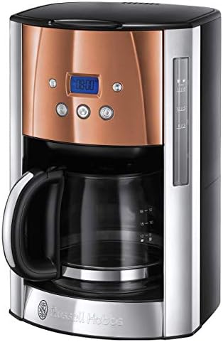 Russell Hobbs Luna Filter Coffee Maker 1.8 Litre Programmable Coffee Machine with Timer and Auto Keep Warm, Copper, 24320