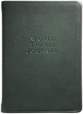 World Travel Journal, Genuine Calfskin Leather, 6", Green