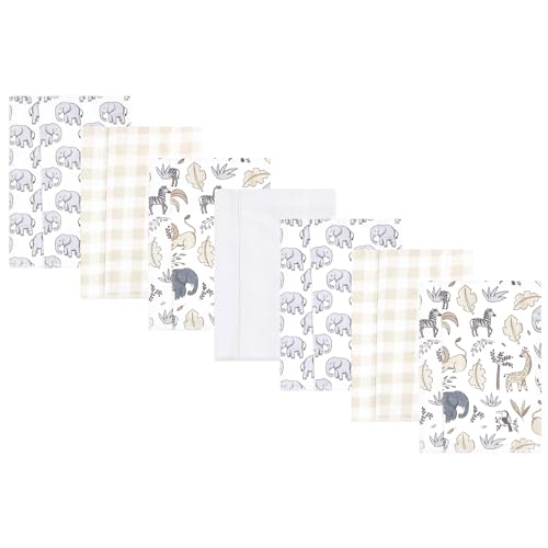 Image of Hudson Baby Unisex Baby Flannel Burp Cloth 7pk, Neutral Safari, One Size