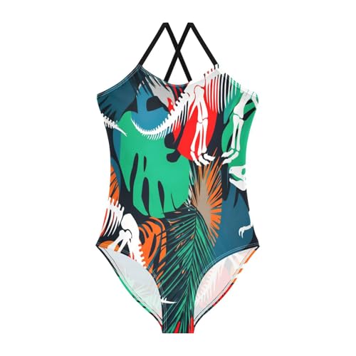 Kids Swim Suits 3-10 Y Beach Bathing Suits Girls, Dinosaur Skeletons