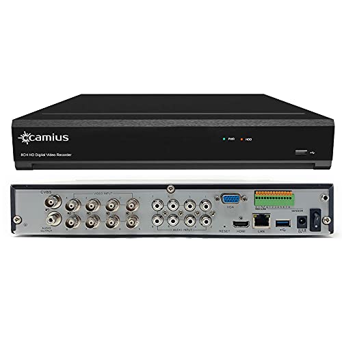 Camius 4K 8 Channel Security Camera DVR - CVBS, AHD, CVI, TVI Analog Camera Recorder (+ 4IP Channels) I Business Home Security DVR Only (8 Channel DVR - Without HDD)
