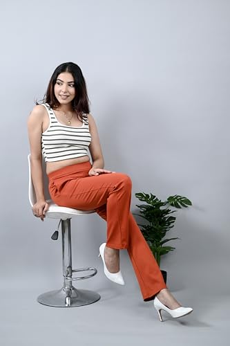 Image of Mlada Bootcut Flare Pants for Women Stretch Cotton Knit Boot Cut Mid Waist Flared Trouser Elastic Waist Band Utility Pockets for Formal Office Work Wear,Travel-Regular /Plus Size