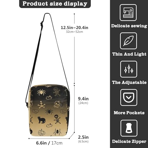 KLL Halloween Black Cat Spider Skull messenger bag Vegan Leather Shoulder Crossover Bag Travel Woman Shoulder Handbags3