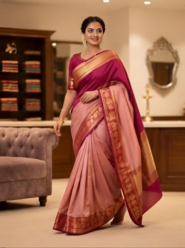 ZHANAKI VASTRA magenta mysore silk saree – image 4