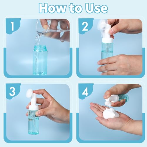 3 PCS Empty Foaming Pump Dispenser Facial Cleanser Foaming Bottle Small Mousse Foaming Soap Pump Container with Massage Clean Brush Head for Lash Cleanser Hand Soap Shampoo to Travel3