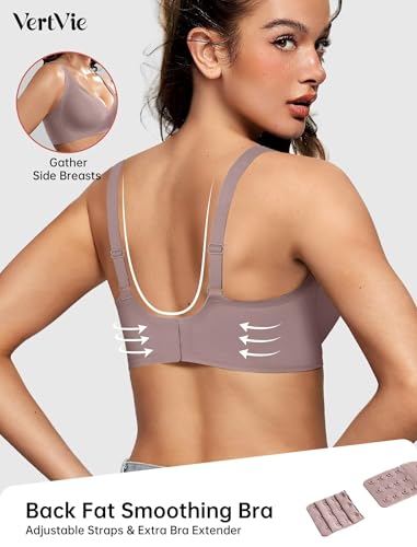 Image of Vertvie Jelly Wireless Bras for Women Push Up Plunge Seamless T-Shirt Bras No Underwire Supportive Full Coverage Bralettes