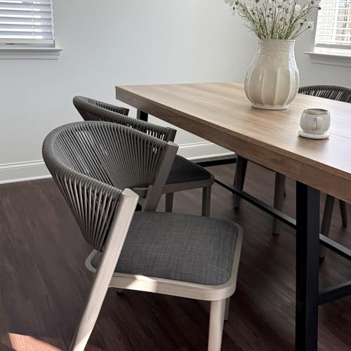 Image of PURPLE LEAF Outdoor Dining Chair 2 Pieces All-Weather Wicker Grey