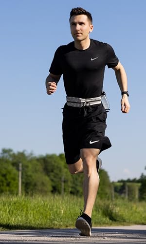 Image of Fitgriff Running Belt for Men & Women - Secure Jogging Pouch for Phone, Keys & Essentials - For All Cell Phones, White, Small - Medium, Slim Fit