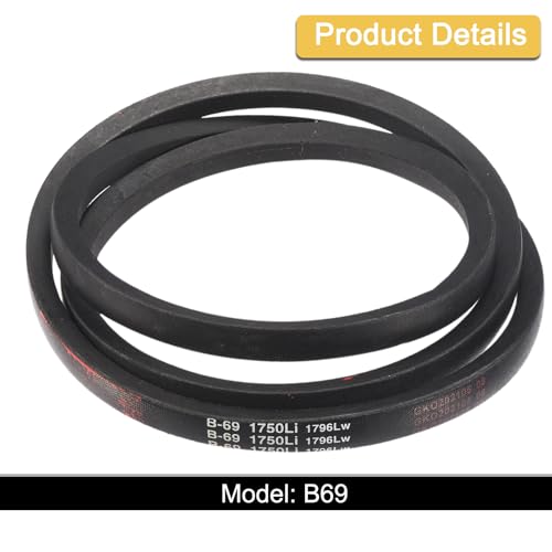 Image of uxcell 3 Pack B69 Classic V-Belt, 72 inch Outside Circumference, Black, Industrial Rubber V-Belt