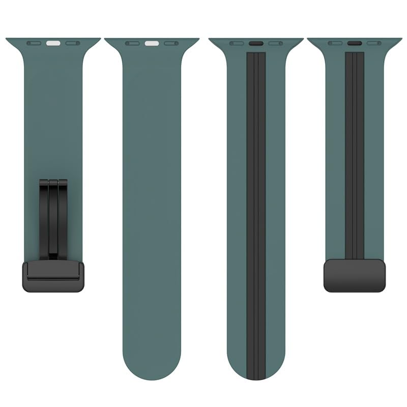 Image of Silicone Dual Sport Band Compatible with Apple Watch 49 mm, 45 mm, 44 mm, 42 mm Magnetic Clasp Adjustable Strap Compatible for iWatch Series Ultra, SE, SE 2, Series 3,4,5,6,7,8
