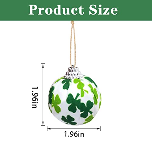 Iceyyyy 16Pcs St. Patrick's Hanging Ball Ornament - 1.96Inch Fabric Wrapped Ball Ornament, Good Luck Clover And Hat Ball Bauble For St. Partrick Day Home, Party, Festival Decor (Clover) #TOP1