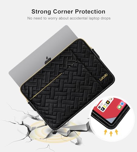 Image of Lacdo Laptop Sleeve Case for 16 inch New MacBook Pro M3 Pro /Max M2 M1 Pro /Max A2991 A2780 A2485 A2141 2023-2019 | 15 inch Surface Laptop 7th Copilot+PC /Surface Laptop 6 5 4 Computer Bag, Elegant Black