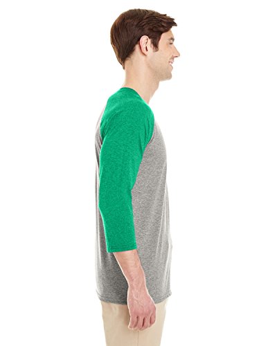 Dri-Power Active Triblend Baseball Raglan T-Shirt (601RR) Oxford Grey/Irish Green Heather, XL3
