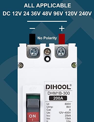 Dihool 200 Amp Dc Circuit Breaker For Off/On-Grid Solar System, 2 Poles Battery Disconnect Switch For Inverter #TOP2