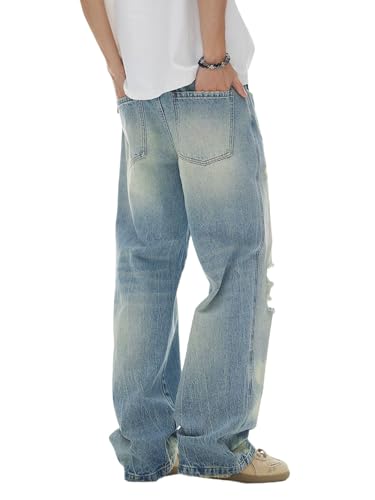 QISOAR Men's Ripped Classic Loose Fit Pants2