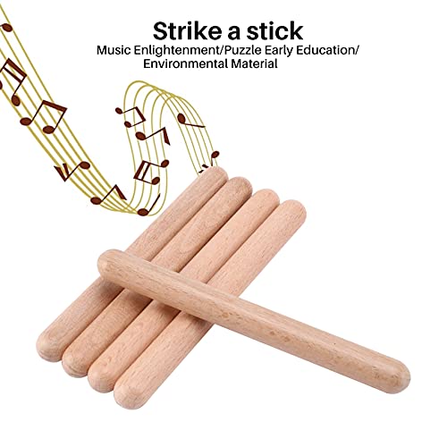 Bruafsir 8 Pairs Classical Wood Claves Percussion Instrument Natural Hardwood Rhythm Sticks Percussion Rhythm Sticks Gift - Image 2