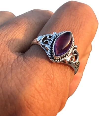Amethyst Ring, Marquise Stone Ring, Boho Ring, Handmade Ring, Purple Gemstone ring, February Birthstone Ring, Promise Ring, Valentine's Gifts