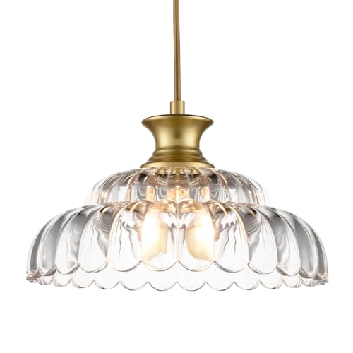 HYDELITE Vintage Glass Pendant Lights Kitchen Island Gold Pendant Light