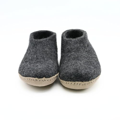 Charcoal Grey Handmade Shoes, Merino Wool Shoes, Natural Organic Wool Shoes Slipper, Indoor Slippers Men & Women2