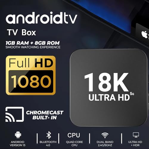 Image of Android TV Box 8GB RAM+128 GB ROM Built-in Chromecast Dolby Music Support Android Version 13 Smart OTT Television Box (Black, HDMI Working, Support Up to 1080P)