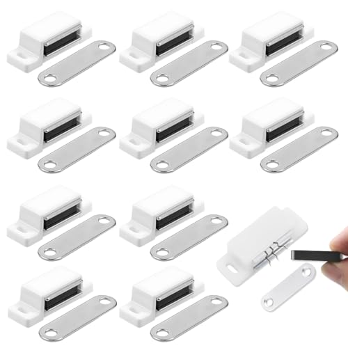 JUGUTA Chiusura Magnetica Per Ante - Set 10 Calamite Per Mobili Chiusura - Calamita Porta - Chiusure Magnetiche - Magneti Porte Armadi Cassetti - Blocco Fermo Forza Tenuta 14 Kg