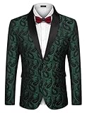 COOFANDY Mens Floral Tuxedo Jacket Paisley Shawl Lapel Suit Blazer Jacket for Dinner,Prom,Wedding