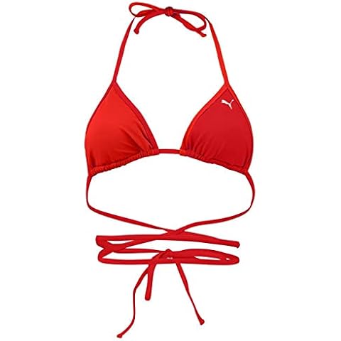 PUMA Traje de baño de bikini triangular con lazo envolvente para mujer Cover
