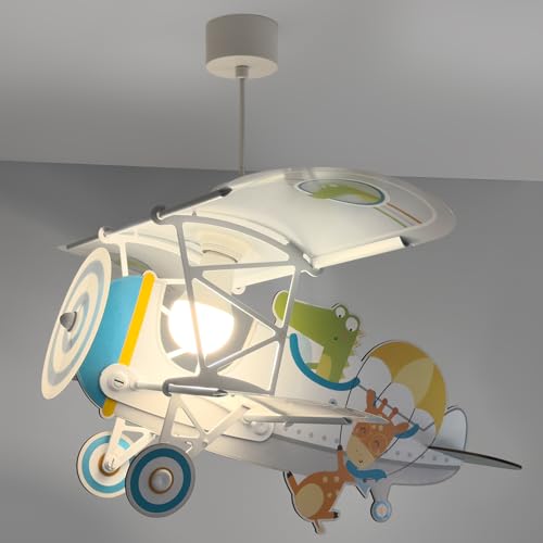 Lámpara de techo infantil que brilla en la oscuridad Dalber Avión Cocodrilo E27 5