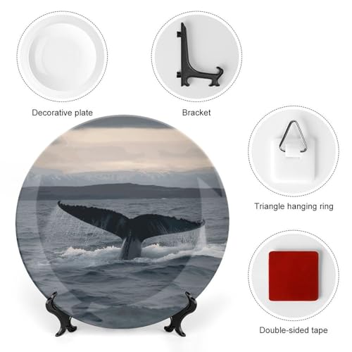 Plato decorativo Humpback Whale Tail Bone China 7 pulgadas miniatura 3