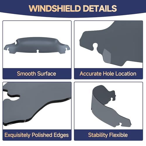 Image of Smoke 4.5 inchMotorcycle Wave Windshield Windscreen Compatible for Harley 2014-2023 Harley Davidson Touring Street Glide /Electra Glide /Ultra Limited /Tri Glide FLHT FLHX FLHXS FLHTK