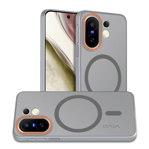 Image of AESTMO Vivo X200 FE 5G Back Cover | Slim Hard Shell | Matte Frosted Hard Back Translucent Back Cover for Vivo X200 FE 5G (Compatible with MagSafe Accessories, Grey)