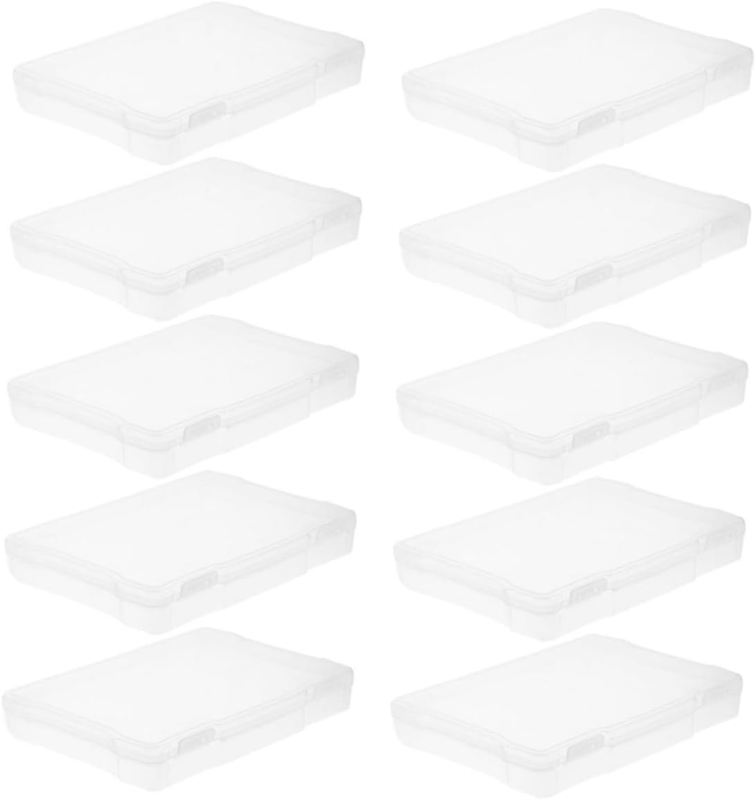 10pcs Photo Storage Boxes Portable Boxes Plastic Photo Organizers Lids Scrapbooking Supplies