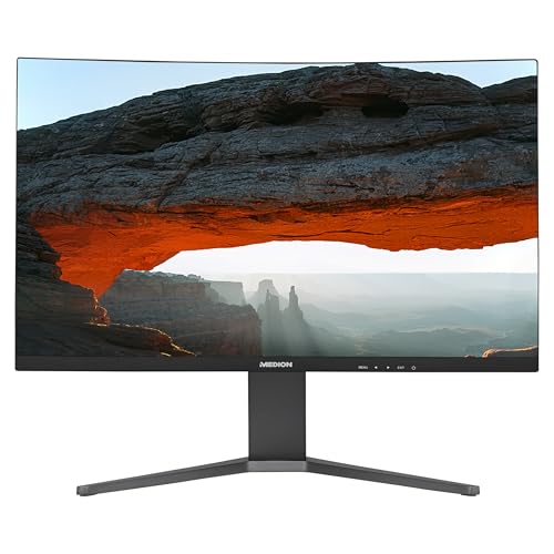MEDION X52708 68,6 cm (27 Zoll) QHD Widescreen Curved Monitor (165Hz, 1440p, Adaptive Sync, 16:9, 1ms, HDMI, Display Port, integrierte Lautsprecher)
