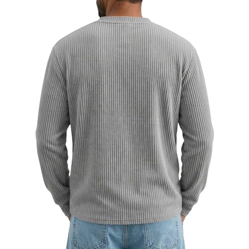 Long Sleeve Henley T Shirts for Men Big and Tall Classic Y2k Shirts Vintage - image 5