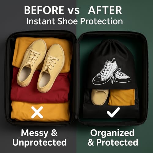 Image of DALUCI Shoe Bag for Travel & Storage, Shoe Cover for Storage at Home Bags for Men & Women, Reusable Organizer Pouch, Travelling Accessories, Footwear Storage Bags, Gym & Home Essentials (Pack of 12)