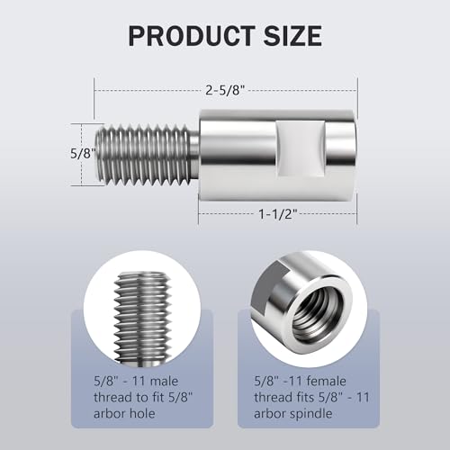 Image of Airway Buff Extender, Airway Buffing Wheel Extension Shaft, 5 /8 inch-11 Threads Arbor Extended Adapter, Universal Angle Grinder Attachments, for Aluminum Wheel Polishing Kit-2pcs