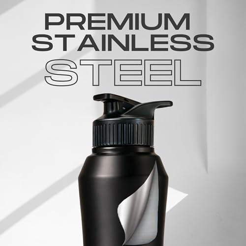 Image of Speedex Stainless Steel Water Bottle 1 Ltr, Leak Proof Sipper Cap, BIS Approved 1000 ml Metal Bottle For Daily, Office, School, Gym, Travel Use for Men, Women, Kids, Adults, Black, Set of 4