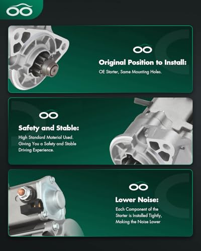 Image of SCITOO Starter Motor 17668N 228000-3740 for TOYOTA 4runner 1996-2000 T-100 Pickup 1994-1998 Tacoma Pickup 1995-2007 2.7L 1995-2004 2.4L 1.4kW /12 Volt CW 9-Tooth Pinion