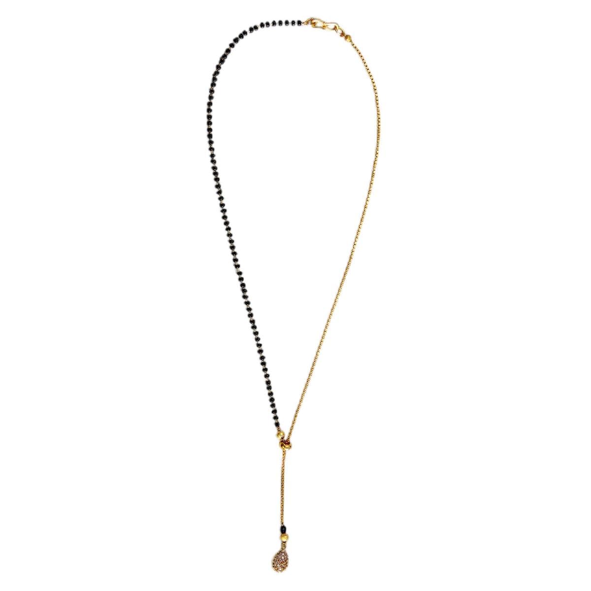 Gold Tone Dazzling White Stone Mangalsutar Jewellery Necklace | Stunning Black Bead Wedding Mangalsutar | Locket With Chain | Jewellery for Women and Newly Weds-image-22