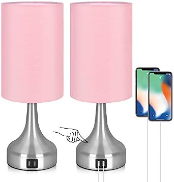 Pink 3-Way Dimmable Touch Control Table Lamp Set of 2