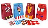24 stück Superheld Party Geschenktüten Avenger Thema Papiertüten Süßigkeiten Geschenktüten mit Sticker, zum Befüllen mit Spielzeug & Mitgebsel, Perfekt für Geburtstag kinder Party
